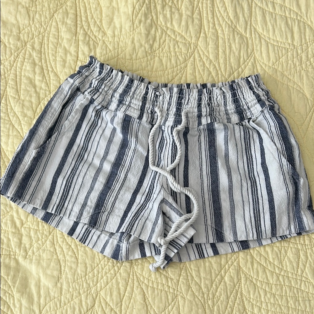Roxy High Waist Blue and White Striped Shorts